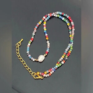 Handmade Multicolor Seed Bead Single Real Freshwater Pearl Necklace NEW
